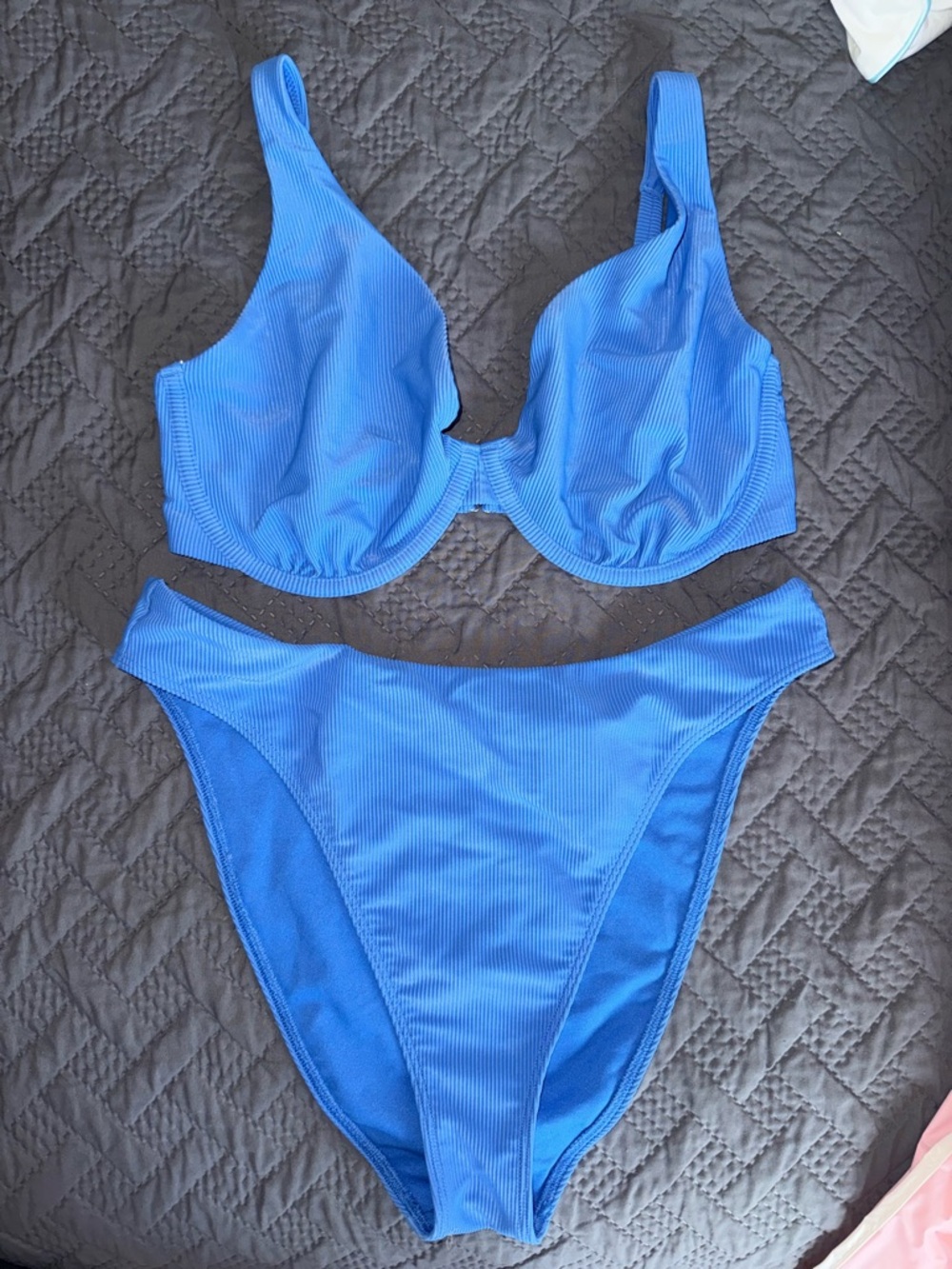 Abercrombie & Fitch Bright Blue Ribbed Bikini Set